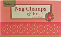 Tulasi Nag Champa & Rose INCENSE Sticks (Box of 12 x 15g)