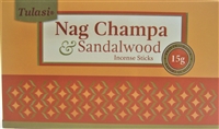 Tulasi Nag Champa & SANDALWOOD INCENSE Sticks (Box of 12 x 15g)