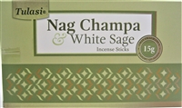 Tulasi Nag Champa & WHITE SAGE INCENSE Sticks (Box of 12 x 15g)