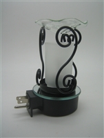 Plug In Oil Warmer - 3 Curved Metal Design with Frosted Glass Aroma LAMP