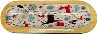 ''Wooden Handmade Incense Holder Boat Shape, Single - Reindeer HOLIDAY Design''