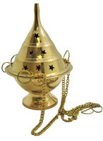 ''Hanging Brass Censer or Charcoal Burner - LARGE 7'''' Tall''