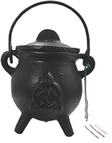 Crystalo - Triquetra CAST IRON Cauldron with Lid Size - BSW-86C