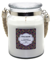 ''Crystalo Creations Coconut Scented Candle with Rope HANDLE, 18 Ounce''