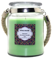 ''Crystalo Creations Jasmine Scented CANDLE with Rope Handle, 18 Ounce''