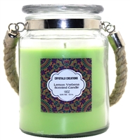 ''Crystalo Creations Lemon Verbena Scented Candle with Rope HANDLE, 18 Ounce''