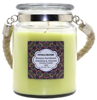 ''Crystalo Creations Nuts 3 in 1, Banana Nut Bread, Hazelnut, Almond Scented CANDLE with Rope Handle,