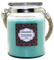 ''Crystalo Creations Pine Eucalyptus Scented CANDLE with Rope Handle, 18 Ounce''