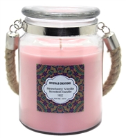 ''Crystalo Creations Strawberry Vanilla Scented Candle with Rope HANDLE, 18 Ounce''