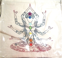 Pillow Cover (5 PIECES/pack) - White Background with 7 Chakra and 8 armed woman