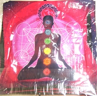 Pillow Cover (5 PIECES/pack) - Burgundy Background with 7 chakra man with 6 Chakras