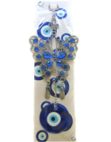 ''Evil Eye - Decorated Butterfly Amulet with Evil Eye ornament /CHARM 9.5''''''