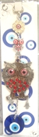 ''Evil Eye - Owl with red Rhinestone and Evil Eye ornament and BELLs /Charm 10''''''