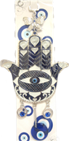 ''Evil Eye - Large Hamsa (White and Blue) Evil Eye ornament /CHARM 10''''''