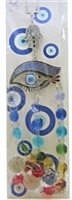 ''Evil Eye - Seven Chakra Eye Shaped Amulet w/ hamsa, and feng shui crystal prisms/CHARM 10.5''''''