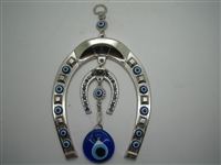 Double Horseshoe Evil Eye Amulet - Hanging (LARGE) - 9''