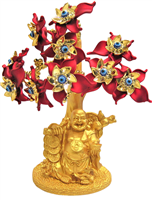 Gold colored Evil Eye Buddha with Red FLOWERS Model  LY-015