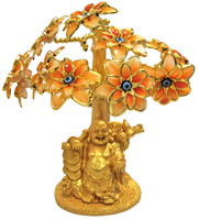 Gold colored Evil Eye Buddha with Orange FLOWERS Model  LY-026