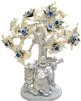 Silver colored Evil Eye Buddha with White FLOWERS Model  LY-015