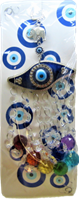 ''Evil Eye - Seven Chakra Blue Rhombus Eye Amulet w/ Feng Shui Facet Reiki Charged /CHARM 10.5''''''