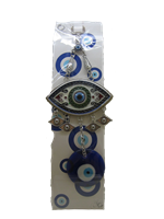 ''Evil Eye - White Eye Amulet with Blue outline and Evil Eye ornament /CHARM 8''''''