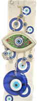 ''Evil Eye - Green Eye Amulet with White outline and Evil Eye ornament /CHARM 9''''''