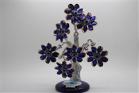 ''Silver tree w/ gold outline FLOWERS w/ blue jewels & evil eye 8'''' Model EE5551 (Silver)''