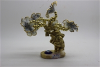 ''Standing elephant w/FLOWERS & evil eye 5'''' Model EE608 (Gold)''