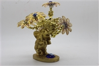 ''Standing elephant w/FLOWERS & evil eye 5'''' Model EE609 (Gold)''