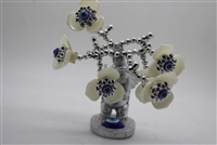 ''Standing elephant w/FLOWERS & evil eye 5'''' Model EE610 (Silver)''