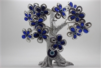 ''Silver tree with silver FLOWERS w/ blue jewels & evil eyes 8'''' Model EE777 (Silver)''