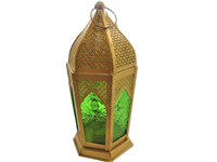 Iron & GLASS Moroccan lamp (Green & gold) Model F88