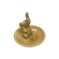 Ceramic Tea Light OIL BURNER - Elephant on a Circular  Dish- Brown