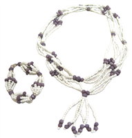 White and Purple NECKLACE and Bracelet