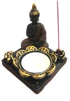 TEALIGHT and Incense Holder Black Buddha