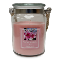 Glass Candle with Rope HANDLE - Nectar Blossom