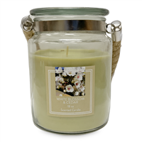 GLASS Candle with Rope Handle - White Blossom & Cedar