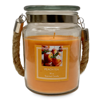 Glass Candle with Rope HANDLE - Peach Tea