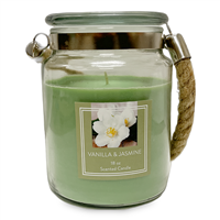 Glass Candle with Rope HANDLE - Vanilla and Jasmine