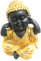 Black Buddha with Gold CLOTHING - Hear No Evil