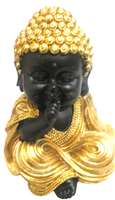 Black Buddha with Gold clothing - Speak NO Evil