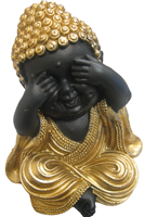 Black Buddha with Gold clothing - See NO Evil