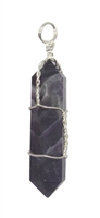 Wire Wrapped Natural AMETHYST Quartz Crystal Point Pendant