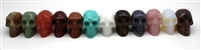 12 Hand Carved Stone SKULLs Set - Assorted Stones