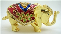 Golden Elephant - Bejeweled Trinket Box (Red)