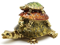 Three Tortoise/Turtle Bejeweled TRINKET Box - One piece