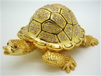 Large Golden Turtle - Bejeweled Trinket Box