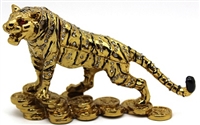 Golden Tiger on Bed of Coin TRINKET Box