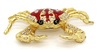 Golden Crab with Red Stripe - Bejeweled TRINKET BOX