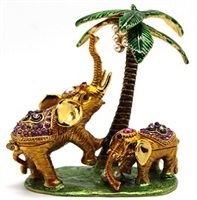 Two Elephant with Palm Tree TRINKET Box?(Out of Stock)